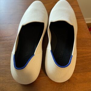 Rothy's Cream Slip-Ons Almond Loafer Blue Accent